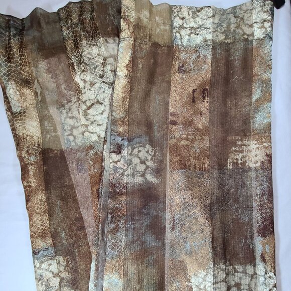 Chapel Hill Chocolate Madagascar Sheer Rod Pocket Curtains 2 Panels 63" Long - Picture 1 of 8